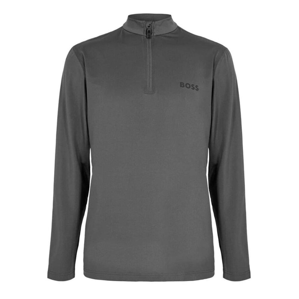 Boss Mens Performance Quarter Zip Long-Sleeved Top / Gray